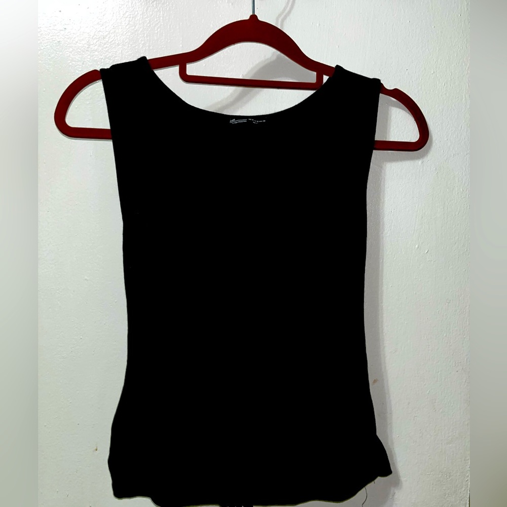Zara Women Tank Top Mid Tie Black Size S Small Sleeveless Pullover T-Shirt